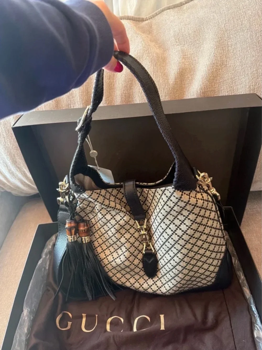 GUCCI Jackie Diamante canvas bag - Picture 5 of 14